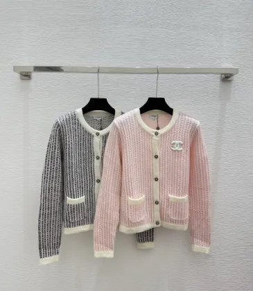 Chanel Women's V   Neck Cardigans  Ribbed Knit with Iconic CC Logo and Button Detail for Luxury Lovers #A56305