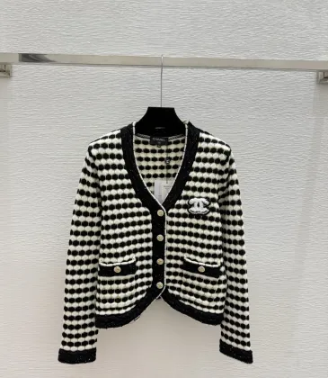 Chanel Women's V   Neck Cardigans  Ribbed Knit with Iconic CC Logo and Button Detail for Luxury Lovers #A56306