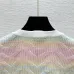 Chanel Women's V-Neck Wool-Blend Cardigan with Ombre Zigzag Pattern and CC Brooch #A54830