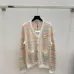 Chanel Women's V-Neck Wool-Blend Cardigan with Ombre Zigzag Pattern and CC Brooch #A54830