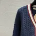 Dark Blue Miu Miu Women's V-Neck Cardigan  Embroidered &quot;M&quot; Logo  Textured Knit Design for Feminine Luxury  #A57759