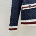 Dark Blue Miu Miu Women's V-Neck Cardigan  Embroidered &quot;M&quot; Logo  Textured Knit Design for Feminine Luxury  #A57759