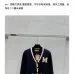 Dark Blue Miu Miu Women's V-Neck Cardigan  Embroidered &quot;M&quot; Logo  Textured Knit Design for Feminine Luxury  #A57759