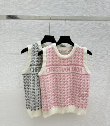 Dior Christian Dior Oblique Sleeveless Sweater Vest in Pink and White #A54565