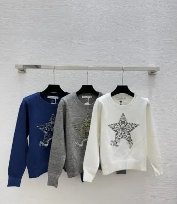 Dior Women's Authentic Luxury Cozy Knit Sweater with Intricate Sparkling Star Sequin Embellishment and Classic Crew Neck Design #A56307