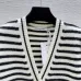 Dior Women's Authentic Luxury Striped V-Neck Cardigan Knitwear Featuring Gold Accent Buttons and Elegant Monogram Logo Detail #A56308