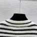 Dior Women's Authentic Luxury Striped V-Neck Cardigan Knitwear Featuring Gold Accent Buttons and Elegant Monogram Logo Detail #A56308