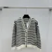 Dior Women's Authentic Luxury Striped V-Neck Cardigan Knitwear Featuring Gold Accent Buttons and Elegant Monogram Logo Detail #A56308