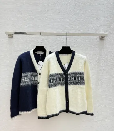 Dior Women's Luxury Fluffy Knit Logo Sweater  Featuring Contrast Christian Dior Signature Intarsia and Cozy Crew Neckline. #A56313