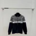 Dior Women's Luxury Houndstooth Knit Zip-Up Jacket Sweater Featuring Elegant Mock Turtleneck and Sophisticated Wool Blend Texture #A56314