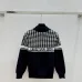 Dior Women's Luxury Houndstooth Knit Zip-Up Jacket Sweater Featuring Elegant Mock Turtleneck and Sophisticated Wool Blend Texture #A56314