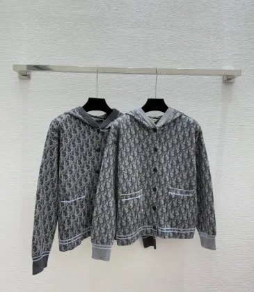Dior Women's Luxury Knit Hoodie Jacket, Featuring Signature Oblique Monogram Jacquard and Sporty Button-Up Silhouette with Hood. #A56315