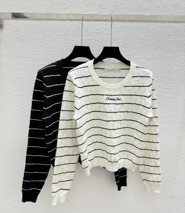 Dior Women's Striped Knit Sweater with Embossed Pattern and Logo #A54571