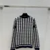 Dior Women's V-Neck Cardigan  Houndstooth Pattern with Christian Dior Logo Detail for Luxury Fashion Lovers #A57755