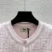 Fendi Women's Luxurious Fuzzy Knit Cardigan Featuring Pink and White FF Monogram and Contrast Trims #A56339