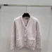 Fendi Women's Luxurious Fuzzy Knit Cardigan Featuring Pink and White FF Monogram and Contrast Trims #A56340