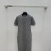 Fendi Women's Luxurious Short Sleeve Knit Dress  Featuring Iconic All-Over FF Monogram Jacquard and Elegant Midi Length #A56334