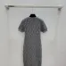 Fendi Women's Luxurious Short Sleeve Knit Dress  Featuring Iconic All-Over FF Monogram Jacquard and Elegant Midi Length #A56334