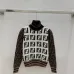 Fendi Women's Luxury High-Neck Sweater, Featuring Iconic All-Over FF Monogram Pattern and Cozy Fuzzy Knit Texture. #A56329