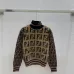 Fendi Women's Luxury High-Neck Sweater, Featuring Iconic All-Over FF Monogram Pattern and Cozy Fuzzy Knit Texture. #A56329