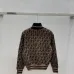 Fendi Women's Luxury High-Neck Sweater, Featuring Iconic All-Over FF Monogram Pattern and Cozy Fuzzy Knit Texture. #A56329