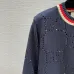 Gucci Women's Luxurious Sapphire Blue Knit Sweater  Featuring Signature Web Stripe Trims and Subtle Monogram Open Knit Detail. #A56320