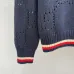 Gucci Women's Luxurious Sapphire Blue Knit Sweater  Featuring Signature Web Stripe Trims and Subtle Monogram Open Knit Detail. #A56320