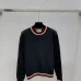 Gucci Women's Luxurious Sapphire Blue Knit Sweater  Featuring Signature Web Stripe Trims and Subtle Monogram Open Knit Detail. #A56320