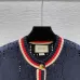 Gucci Women's Luxurious Sapphire Blue Knit Sweater  Featuring Signature Web Stripe Trims and Subtle Monogram Open Knit Detail. #A56321