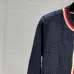 Gucci Women's Luxurious Sapphire Blue Knit Sweater  Featuring Signature Web Stripe Trims and Subtle Monogram Open Knit Detail. #A56321