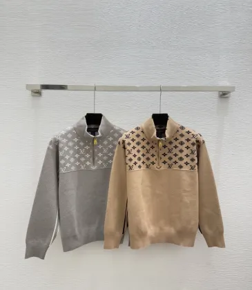 LV Women's Knitted Sweaters:  Iconic Monogram Pattern with Half   Zip Mock Neck for Luxury Fashion Enthusiasts #A56285