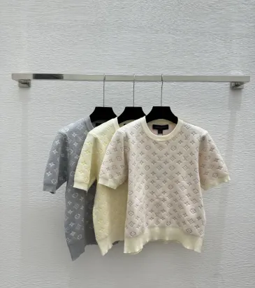 Ladies LV Monogram Knit Short Sleeve Crew Neck Blouse #A62508