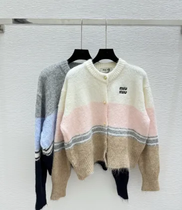 Miu Miu Striped Mohair Blend Cardigan with Embroidered Logo and Buttons #A54564