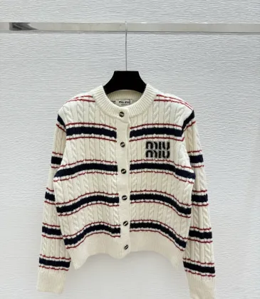 Miu Miu Women's Striped Logo Knit Sweater  Featuring Bold Miu Miu Intarsia Pattern and Comfortable Crew Neckline #A56343