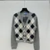 Prada Women's Argyle Cropped Cardigan with V-Neck and Button Front #A54566