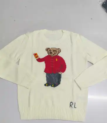 Ralph Lauren Polo Little Pony~ Autumn Winter New R Embroidered Baseball Jacket Cartoon Bear Sweater Loose Lazy Style Versatile Knitwear #A58636
