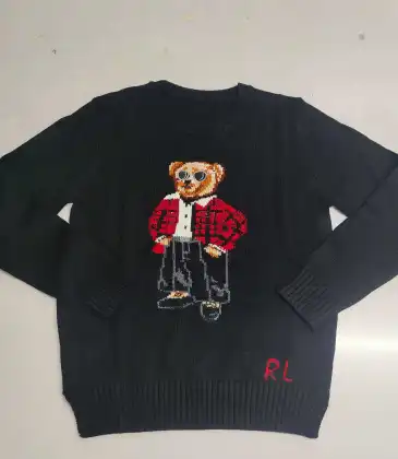 Ralph Lauren Polo Little Pony~ Autumn Winter New R Embroidered Baseball Jacket Cartoon Bear Sweater Loose Lazy Style Versatile Knitwear #A58637