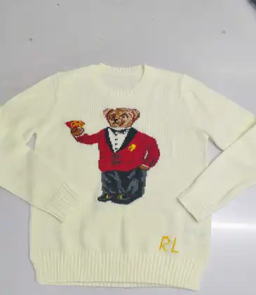 Ralph Lauren Polo Little Pony~ Autumn Winter New R Embroidered Baseball Jacket Cartoon Bear Sweater Loose Lazy Style Versatile Knitwear #A58638