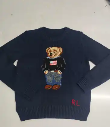 Ralph Lauren Polo Little Pony~ Autumn Winter New R Embroidered Baseball Jacket Cartoon Bear Sweater Loose Lazy Style Versatile Knitwear #A58639