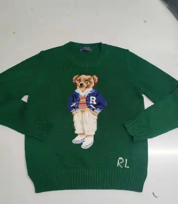 Ralph Lauren Polo Little Pony~ Autumn Winter New R Embroidered Baseball Jacket Cartoon Bear Sweater Loose Lazy Style Versatile Knitwear #A58642