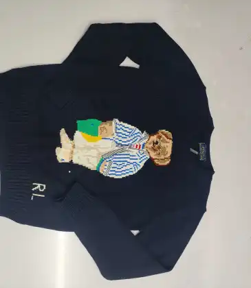 Ralph Lauren Polo Little Pony~ Autumn Winter New R Embroidered Baseball Jacket Cartoon Bear Sweater Loose Lazy Style Versatile Knitwear #A58643