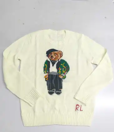 Ralph Lauren Polo Little Pony~ Autumn Winter New R Embroidered Baseball Jacket Cartoon Bear Sweater Loose Lazy Style Versatile Knitwear #A58645