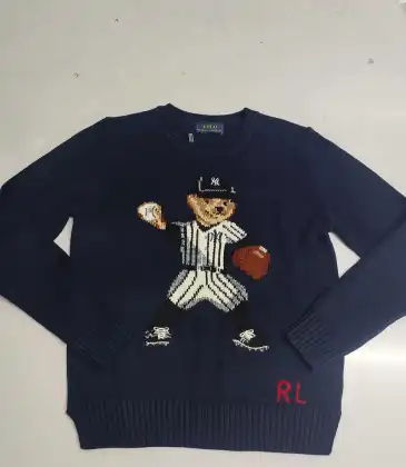 Ralph Lauren Polo Little Pony~ Autumn Winter New R Embroidered Baseball Jacket Cartoon Bear Sweater Loose Lazy Style Versatile Knitwear #A58646