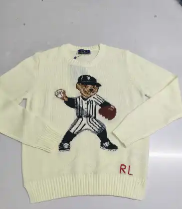 Ralph Lauren Polo Little Pony~ Autumn Winter New R Embroidered Baseball Jacket Cartoon Bear Sweater Loose Lazy Style Versatile Knitwear #A58648