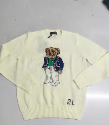 Ralph Lauren Polo Little Pony~ Autumn Winter New R Embroidered Baseball Jacket Cartoon Bear Sweater Loose Lazy Style Versatile Knitwear #A58649