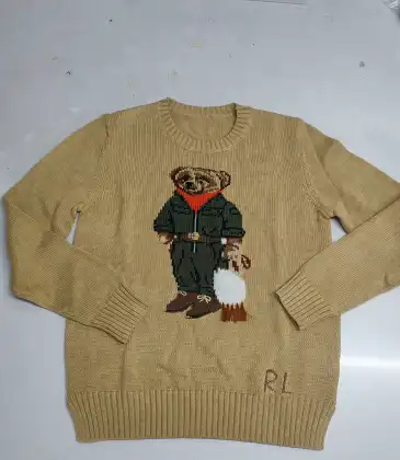 Ralph Lauren Polo Little Pony~ Autumn Winter New R Embroidered Baseball Jacket Cartoon Bear Sweater Loose Lazy Style Versatile Knitwear #A58650