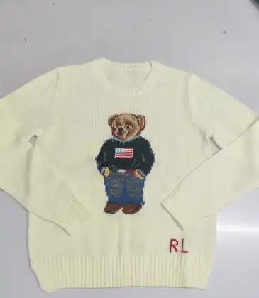 Ralph Lauren Polo Little Pony~ Autumn Winter New R Embroidered Baseball Jacket Cartoon Bear Sweater Loose Lazy Style Versatile Knitwear #A58652