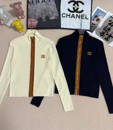 Special offer Miu Miu Women's Wool Zip  up Sweaters: Trendy Mock Neck Design with Brand Embroidery for Online #A54865