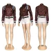 LV Chic Monogram Print Cropped Baseball Jacket #A62499