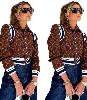 LV Chic Monogram Print Cropped Baseball Jacket #A62499 LV Chic Monogram Print Cropped Baseball Jacket #A62499